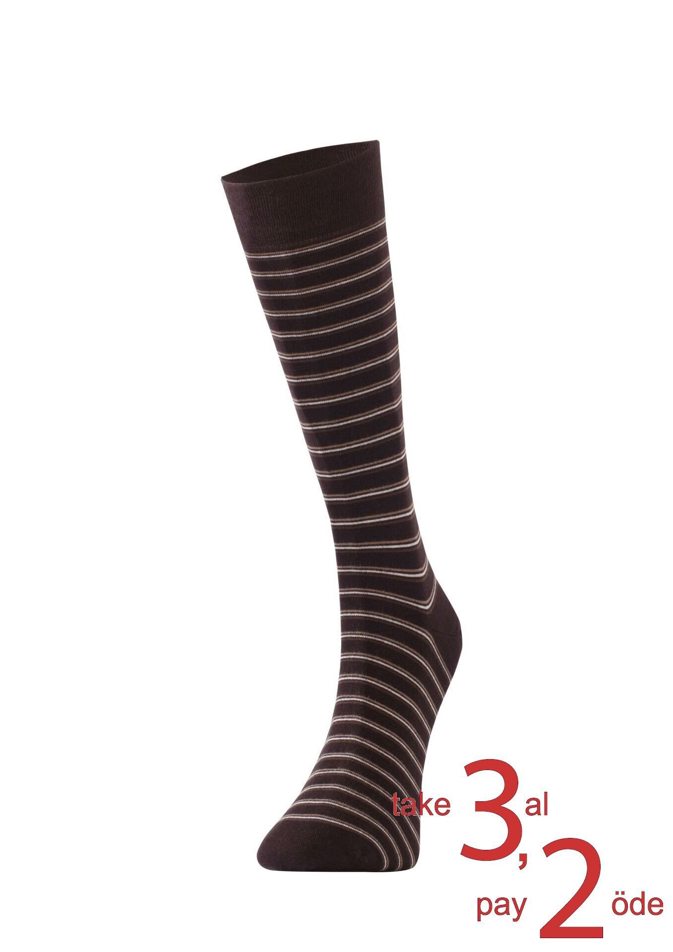 The DON İnce Çizgili Bambu Erkek Çorap K007C1 K.Kahve