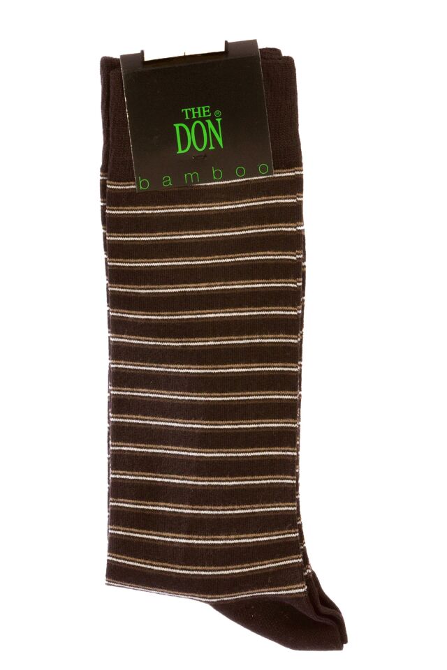 The DON İnce Çizgili Bambu Erkek Çorap K007C1 K.Kahve
