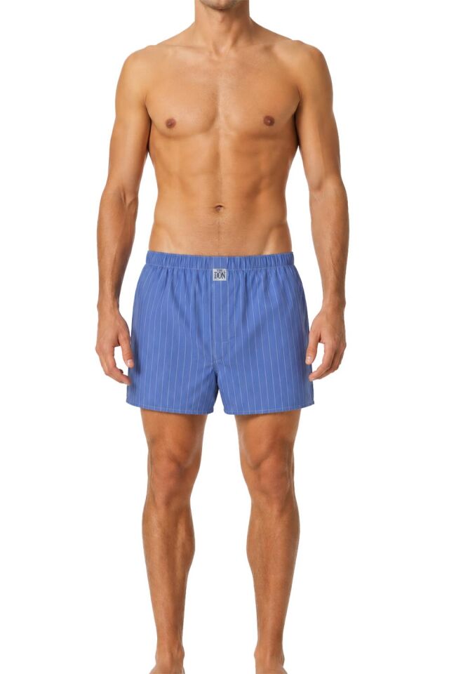 The DON Poplin Erkek Boxer Fırtına Mavisi Çizgili