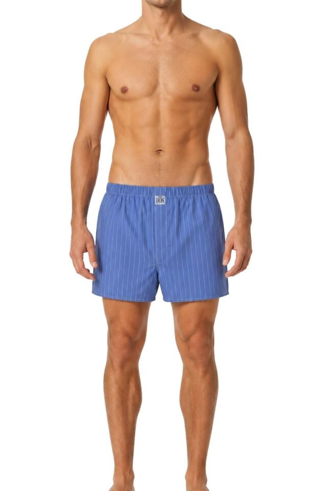 The DON Poplin Erkek Boxer Fırtına Mavisi Çizgili