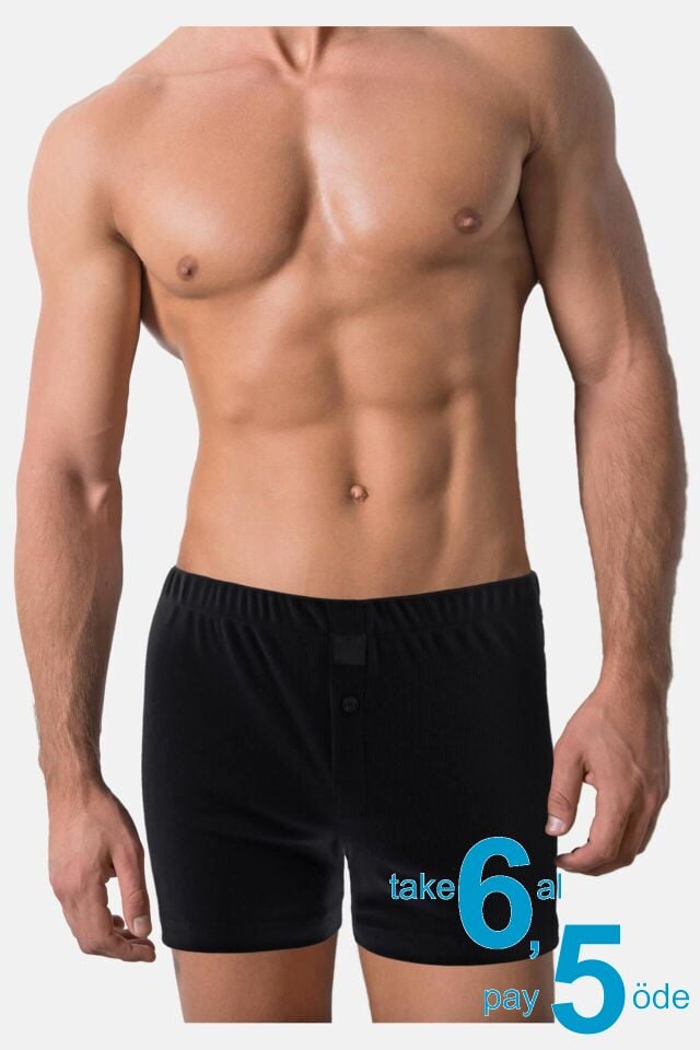 The DON Cottonizm %100 Pamuk Erkek Boxer Siyah Ripli