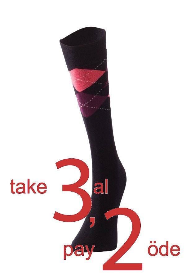 The DON Ekose Desenli Bambu Erkek Çorap K0006 Siyah Siyah - 43 - 46