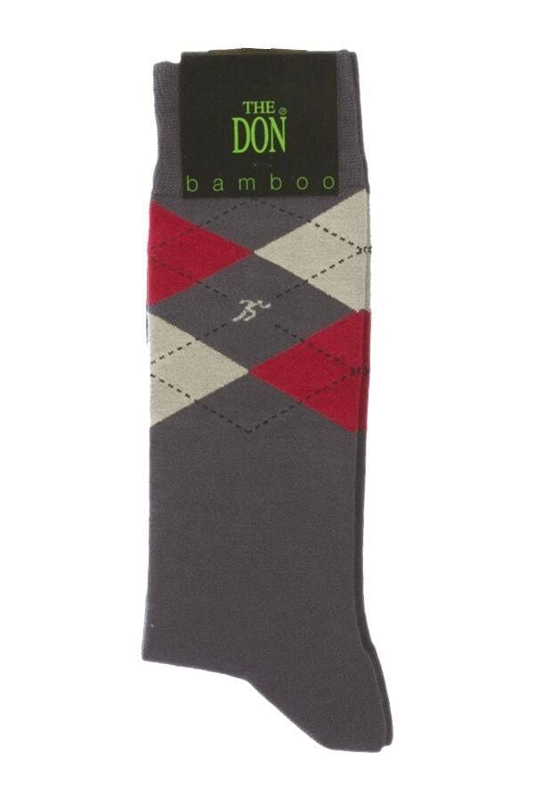 The DON Ekose Desenli Bambu Erkek Çorap K0006 A.Gri