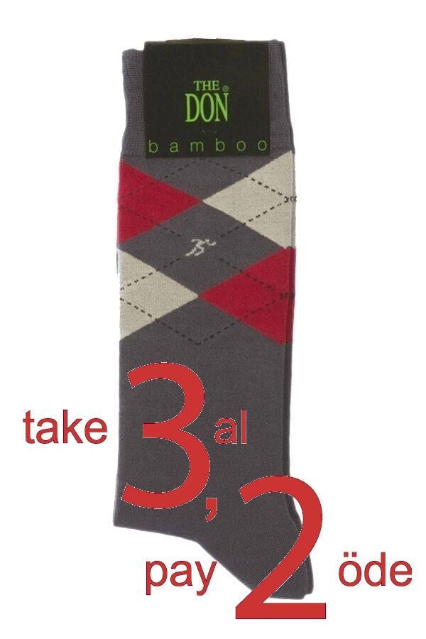 The DON Ekose Desenli Bambu Erkek Çorap K0006 A.Gri
