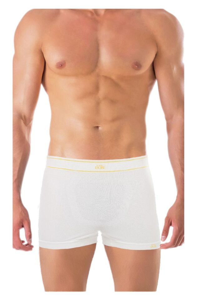 The DON Seamless Dikişsiz Erkek Boxer Beyaz Zemin Bel Sarı Çizgili