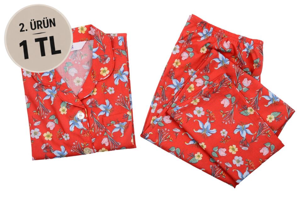 The DON Poplin Kadın Pijama Takımı Desen 42