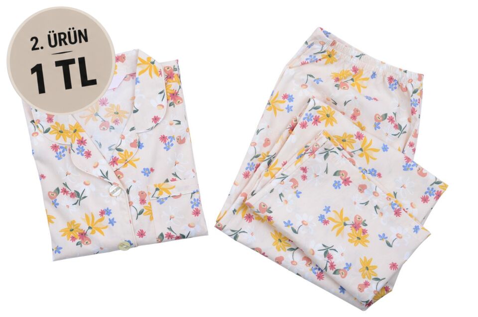 The DON Poplin Kadın Pijama Takımı Desen 43