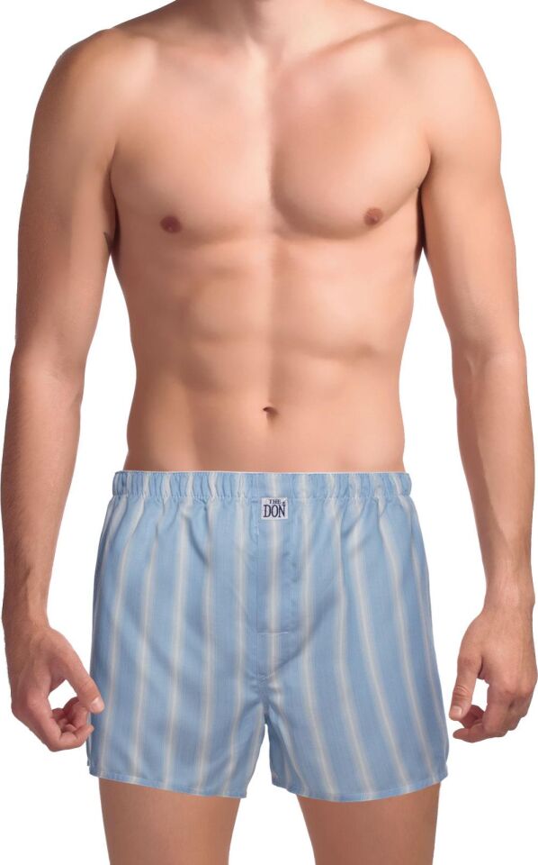 The DON Poplin Erkek Boxer Açık Mavi Retro Çizgili