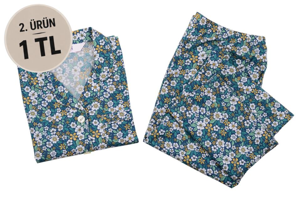 The DON Poplin Kadın Pijama Takımı Desen 46