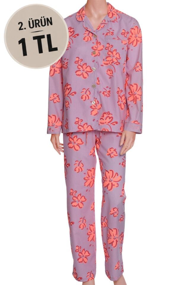 The DON Poplin Kadın Pijama Takımı Desen 48