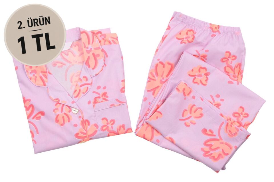 The DON Poplin Kadın Pijama Takımı Desen 48