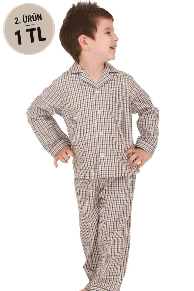 The DON Poplin Erkek Çocuk Pijama Takımı Desen 1