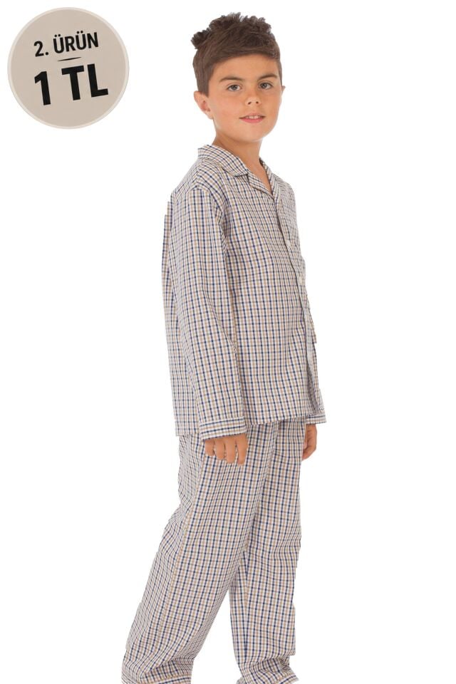 The DON Poplin Erkek Çocuk Pijama Takımı Desen 1