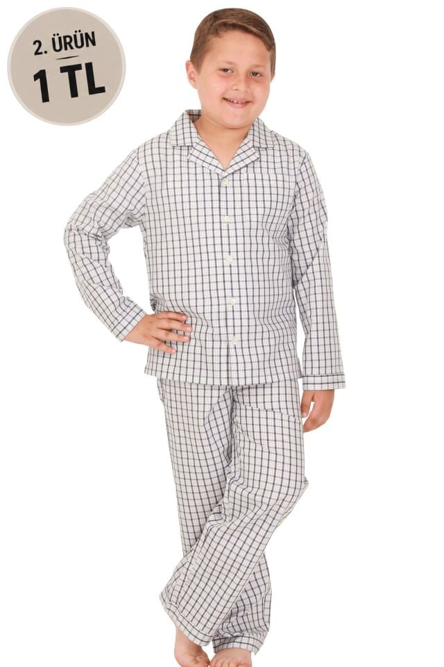 The DON Poplin Erkek Çocuk Pijama Takımı Desen 2