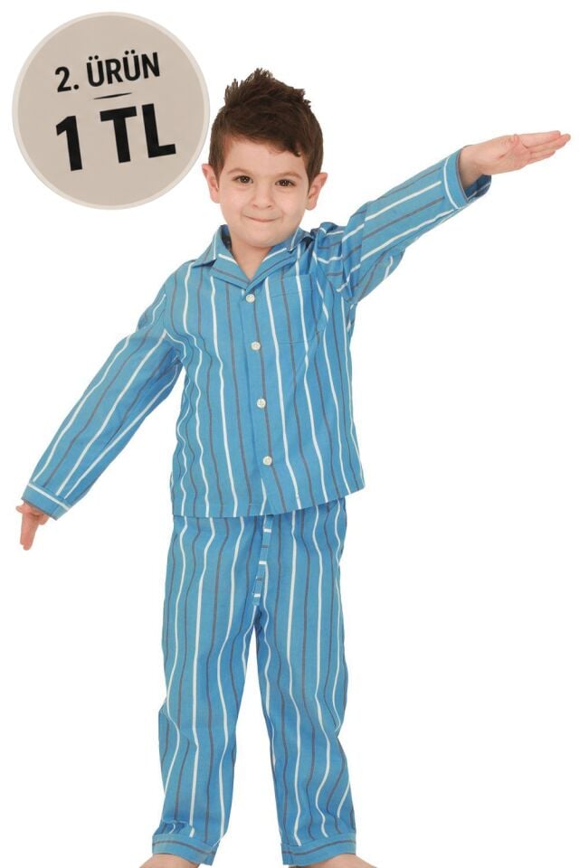 The DON Poplin Erkek Çocuk Pijama Takımı Desen 3