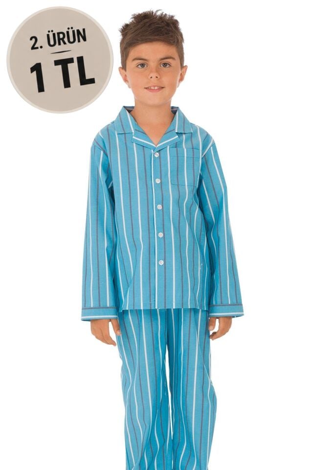 The DON Poplin Erkek Çocuk Pijama Takımı Desen 3