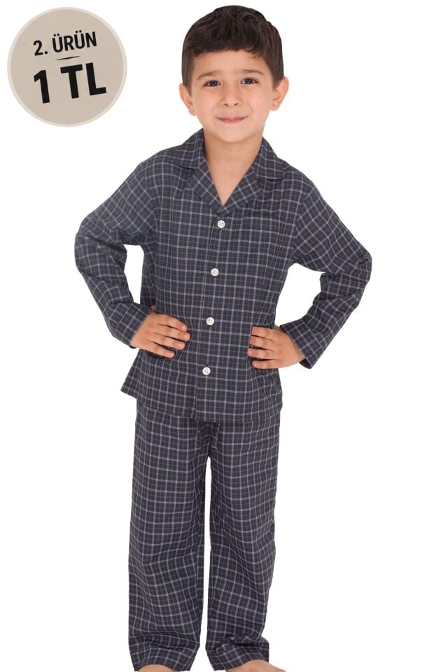 The DON Poplin Erkek Çocuk Pijama Takımı Desen 4