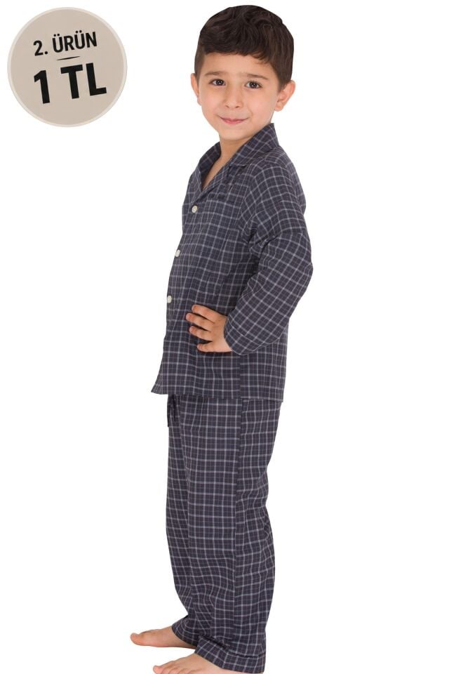 The DON Poplin Erkek Çocuk Pijama Takımı Desen 4