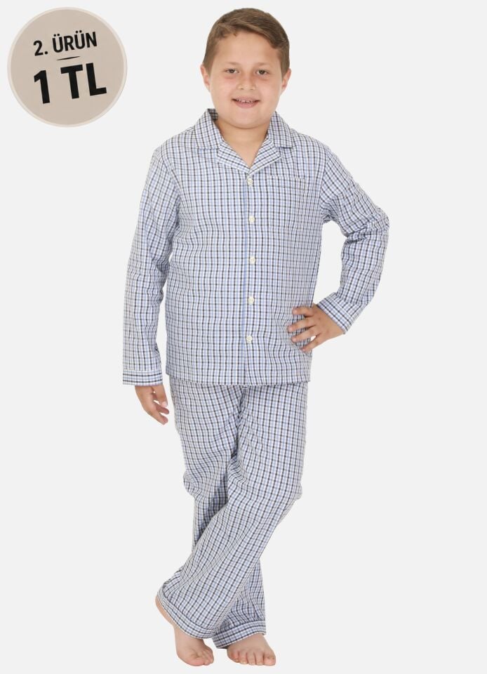 The DON Poplin Erkek Çocuk Pijama Takımı Desen 5