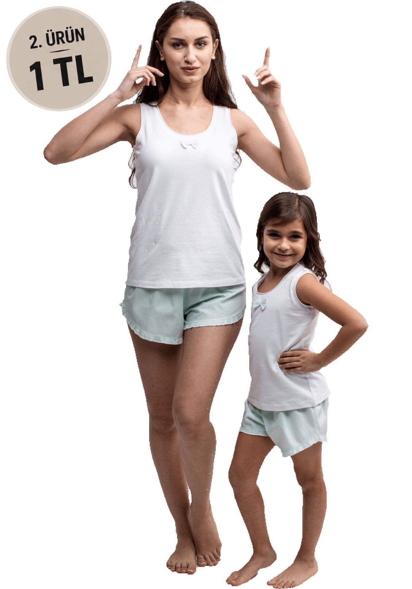 The DON Anne-Kız Model Kız Çocuk Şort-Atlet Takımı Desen 1