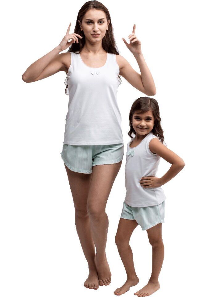 The DON Anne-Kız Model Kız Çocuk Şort-Atlet Takımı Desen 1