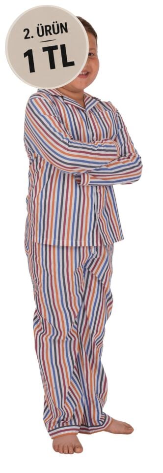The DON Poplin Erkek Çocuk Pijama Takımı Desen 9