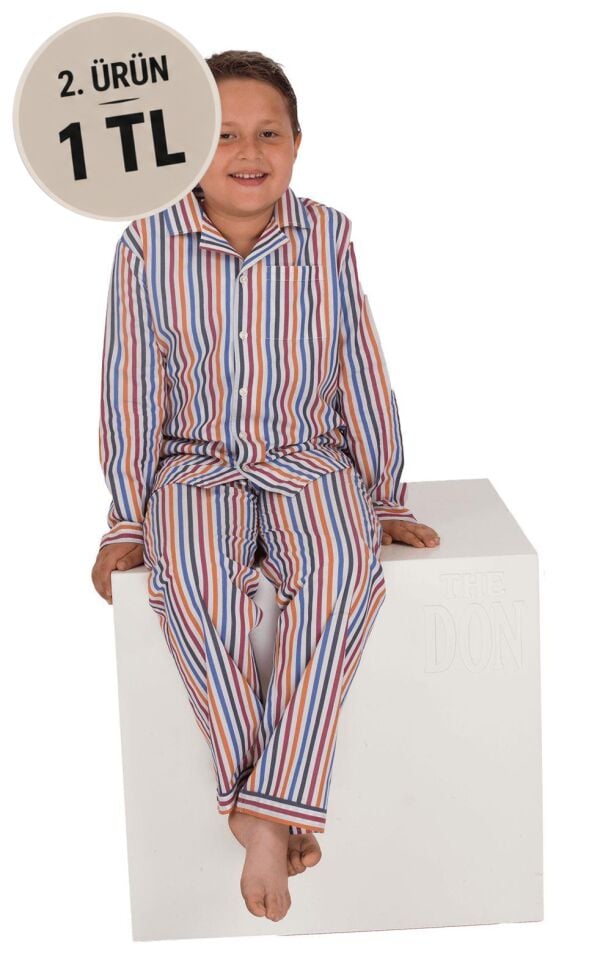 The DON Poplin Erkek Çocuk Pijama Takımı Desen 9