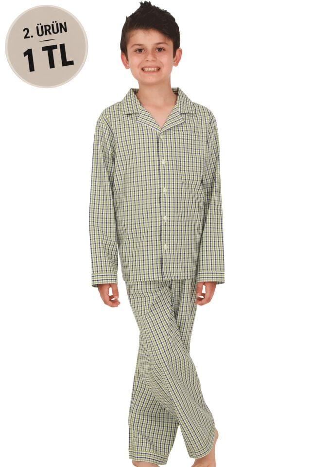 The DON Poplin Erkek Çocuk Pijama Takımı Desen 10