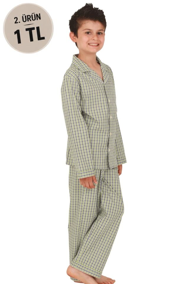 The DON Poplin Erkek Çocuk Pijama Takımı Desen 10