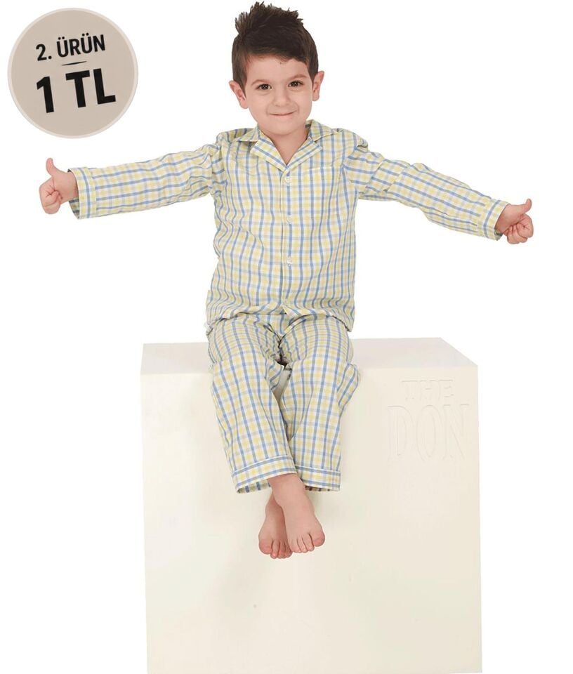 The DON Poplin Erkek Çocuk Pijama Takımı Desen 11