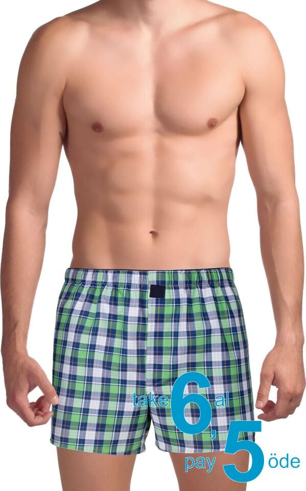 The DON Poplin Erkek Boxer Sera Yeşili Ekose