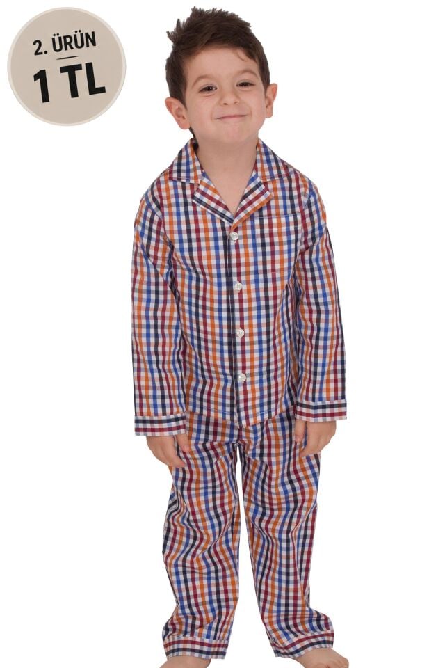 The DON Poplin Erkek Çocuk Pijama Takımı Desen 14