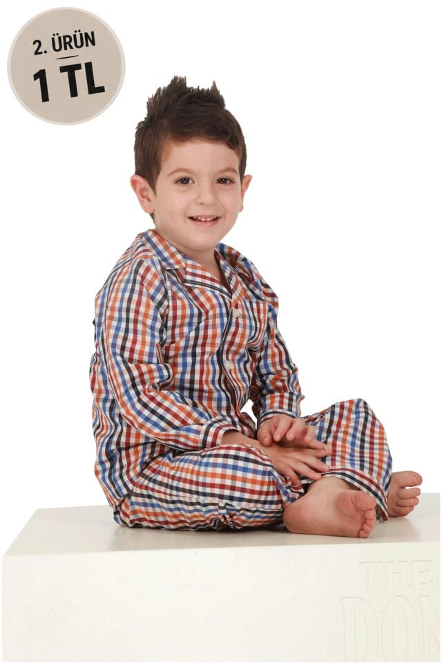The DON Poplin Erkek Çocuk Pijama Takımı Desen 14