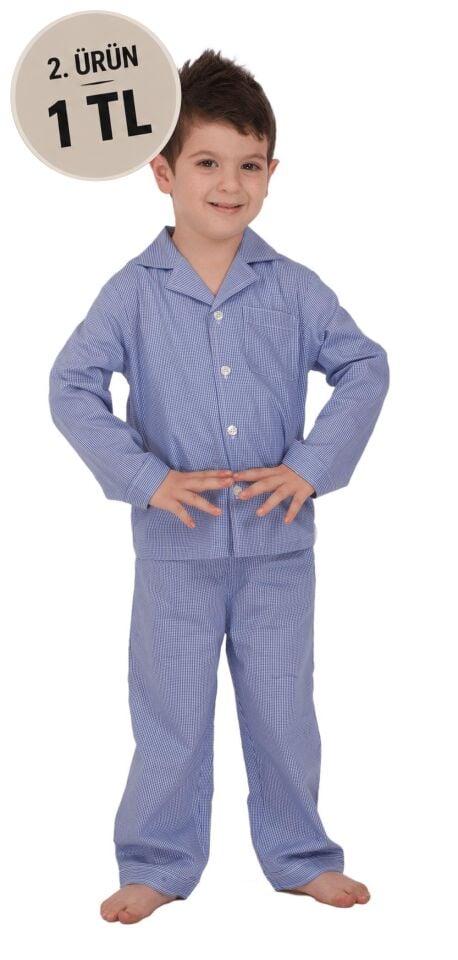 The DON Poplin Erkek Çocuk Pijama Takımı Desen 15
