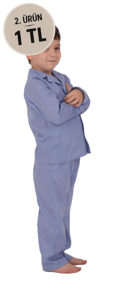 The DON Poplin Erkek Çocuk Pijama Takımı Desen 15