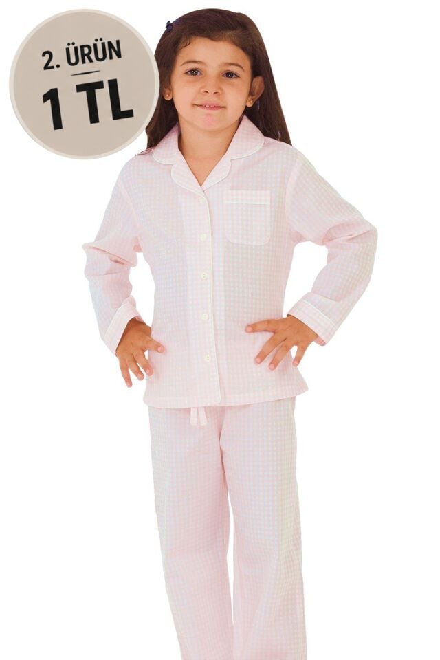 The DON Poplin Kız Çocuk Pijama Takımı Desen 1