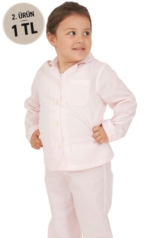 The DON Poplin Kız Çocuk Pijama Takımı Desen 1