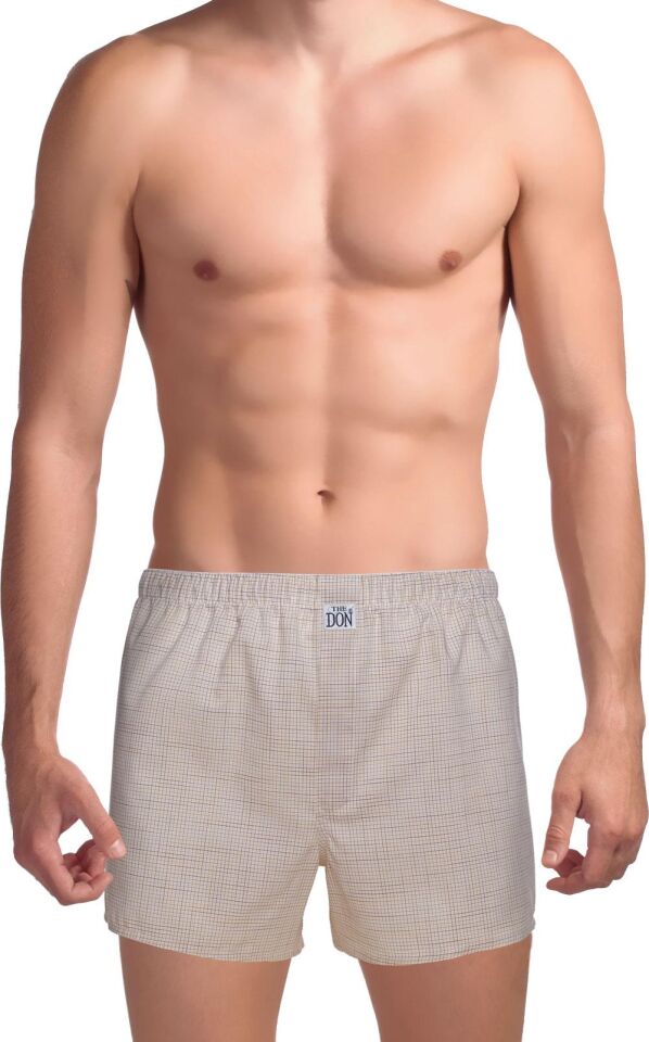 The DON Poplin Erkek Boxer Bej Ekose