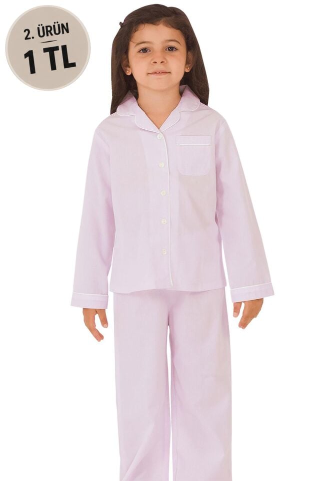 The DON Poplin Kız Çocuk Pijama Takımı Desen 4