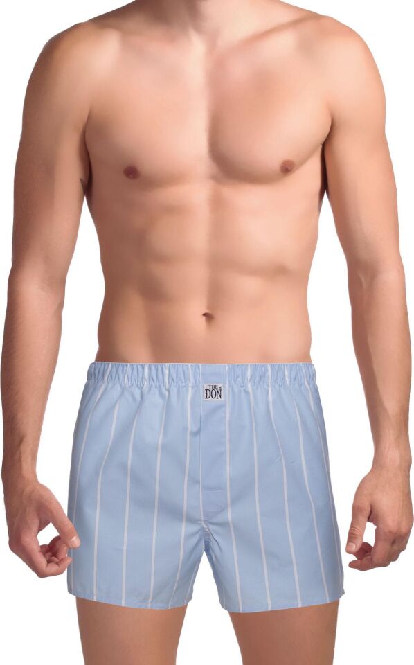 The DON Poplin Erkek Boxer Dingin Deniz Mavi Çizgili