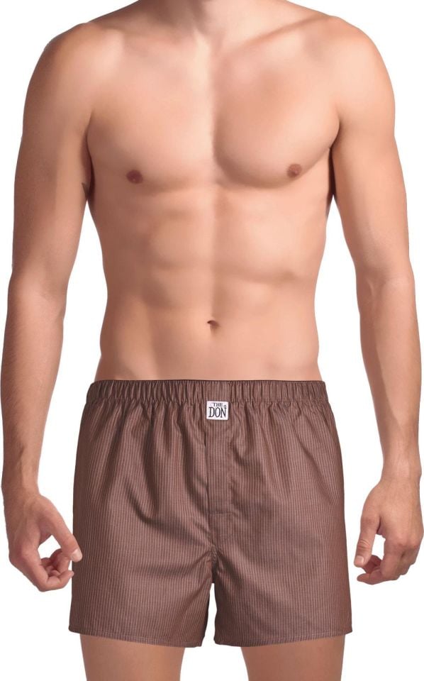 The DON Poplin Erkek Boxer Kahverengi Çizgili