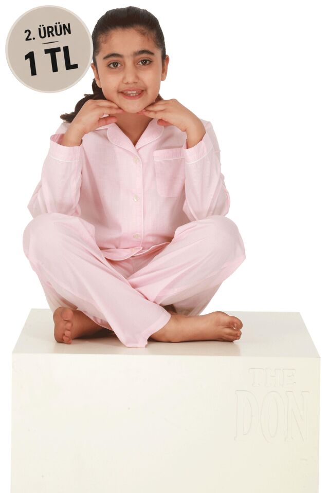 The DON Poplin Kız Çocuk Pijama Takımı Desen 8