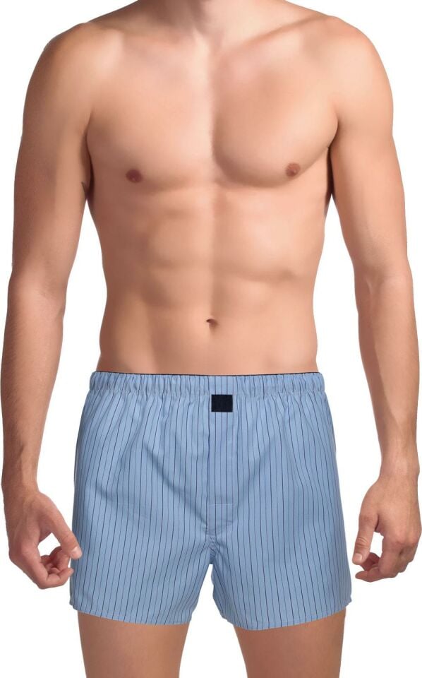 The DON Poplin Erkek Boxer Gök Mavisi Çizgili