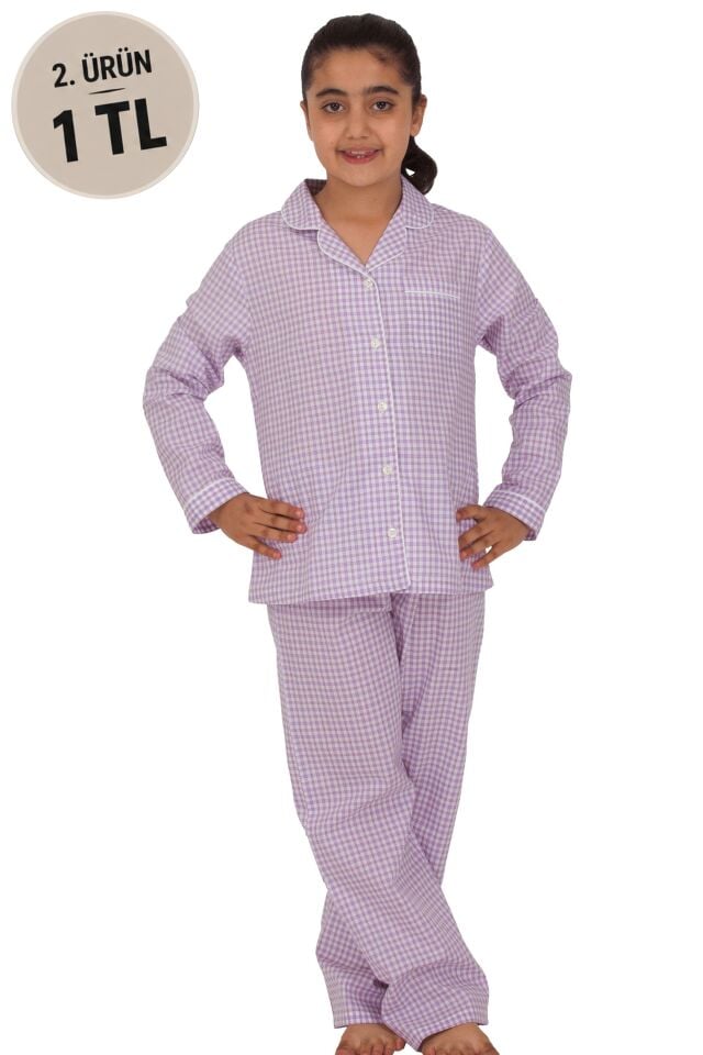 The DON Poplin Kız Çocuk Pijama Takımı Desen 11