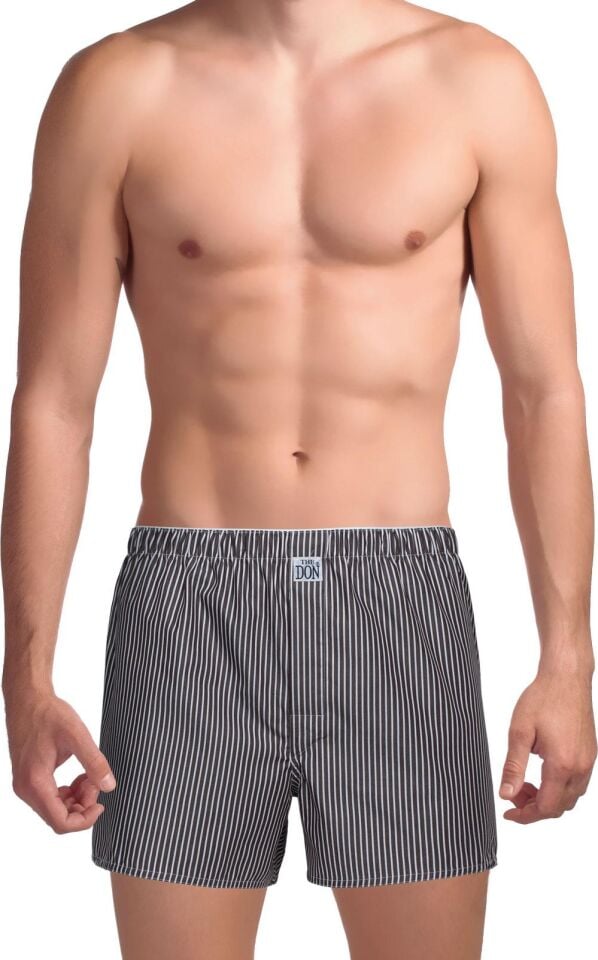 The DON Poplin Erkek Boxer Kahverengi Çizgili