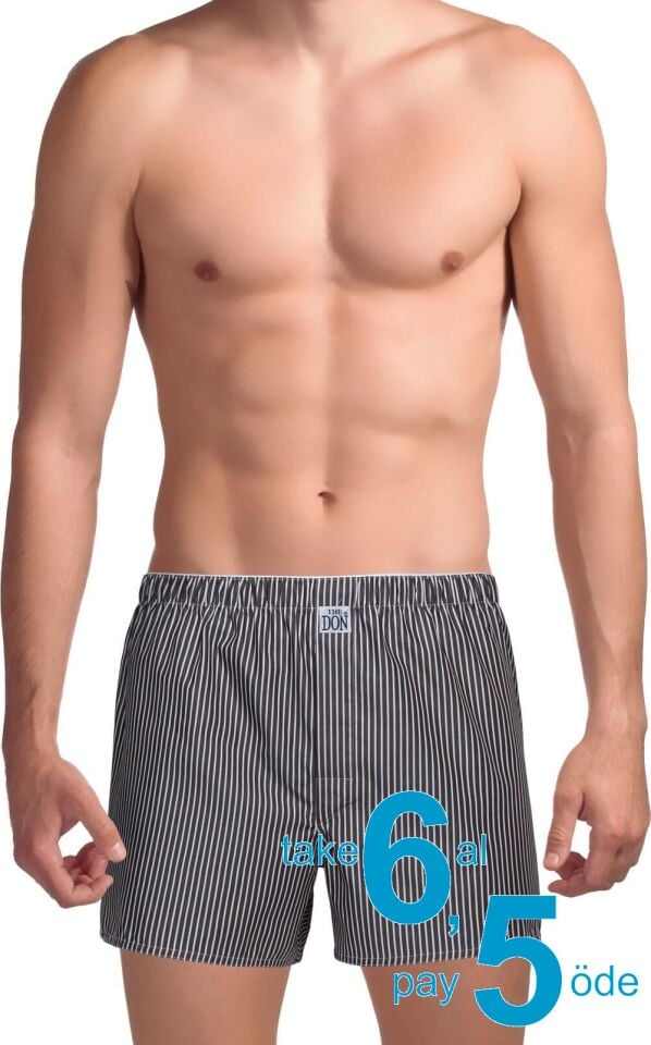 The DON Poplin Erkek Boxer Kahverengi Çizgili