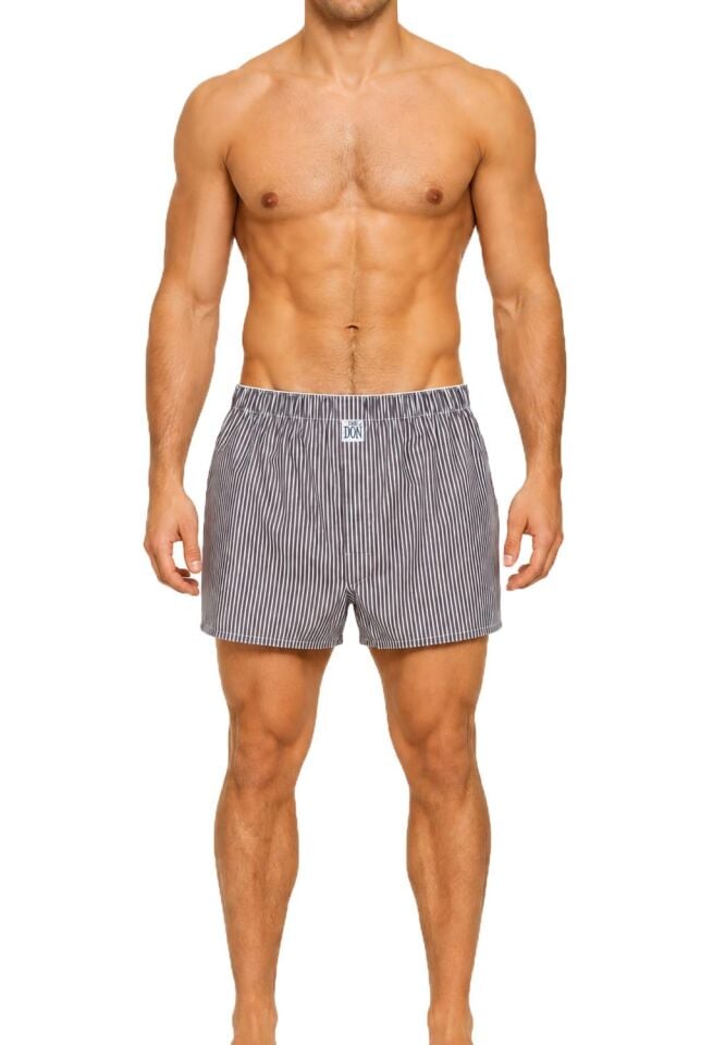 The DON Poplin Erkek Boxer Kahverengi Çizgili