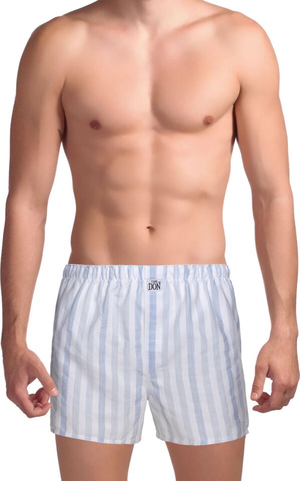 The DON Poplin Erkek Boxer Buz Mavi-Beyaz Çizgili