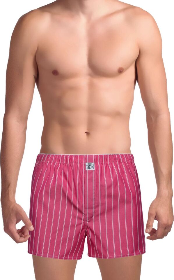 The DON Poplin Erkek Boxer Gül Pembe Çizgili