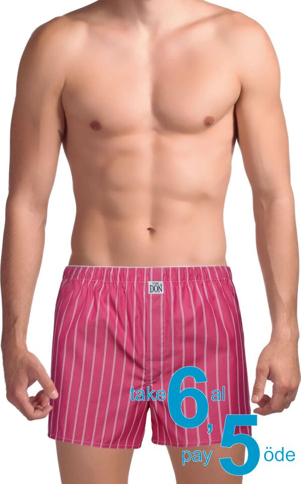 The DON Poplin Erkek Boxer Gül Pembe Çizgili